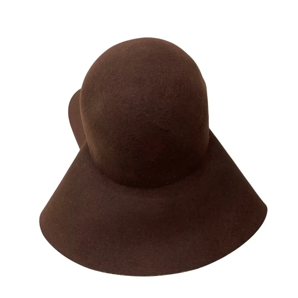 BCBGMAXAZRIA Brown Wool Felt Floppy Hat Wide Brim Womens Classic Fall